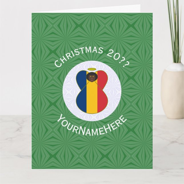 Personalized Chadian Angel Christmas Flag  Card (Front)