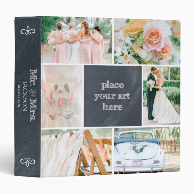 PERSONALIZED CHALK COLLAGE SCRAPBOOK 3 RING BINDER (Front/Spine)