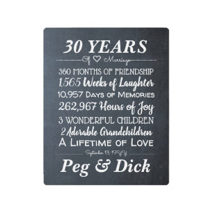 Personalized Chalk Wedding Anniversary Milestones Metal Print