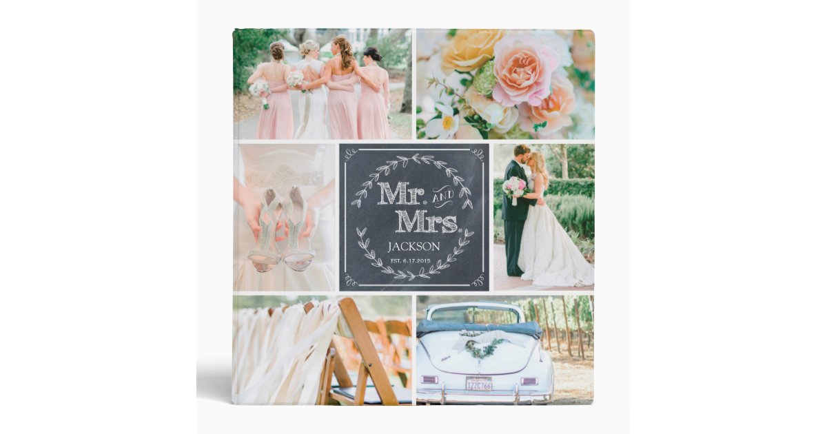 PERSONALIZED CHALK WEDDING PHOTO COLLAGE ALBUM BINDER Zazzle
