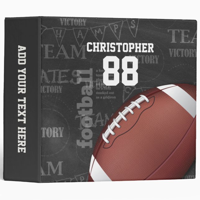 Personalized Chalkboard American Football Binder (Front/Spine)