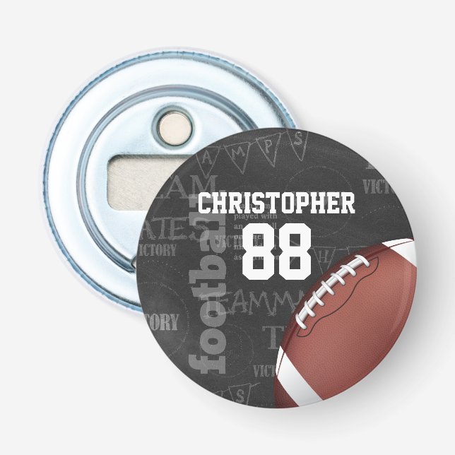 Personalized Chalkboard American Football Bottle Opener (Front)