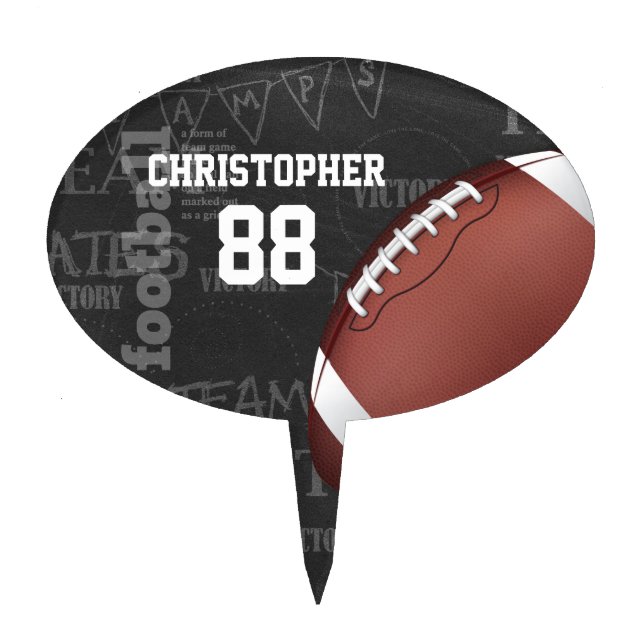 Personalized Chalkboard American Football Cake Topper (Front)