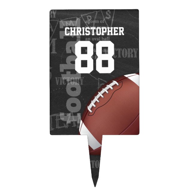 Personalized Chalkboard American Football Cake Topper (Front)