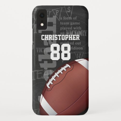 Personalized Chalkboard American Football iPhone XR Case