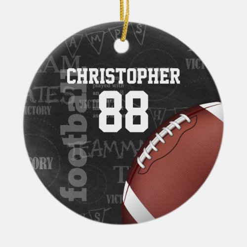 Personalized Chalkboard American Football Ceramic Ornament