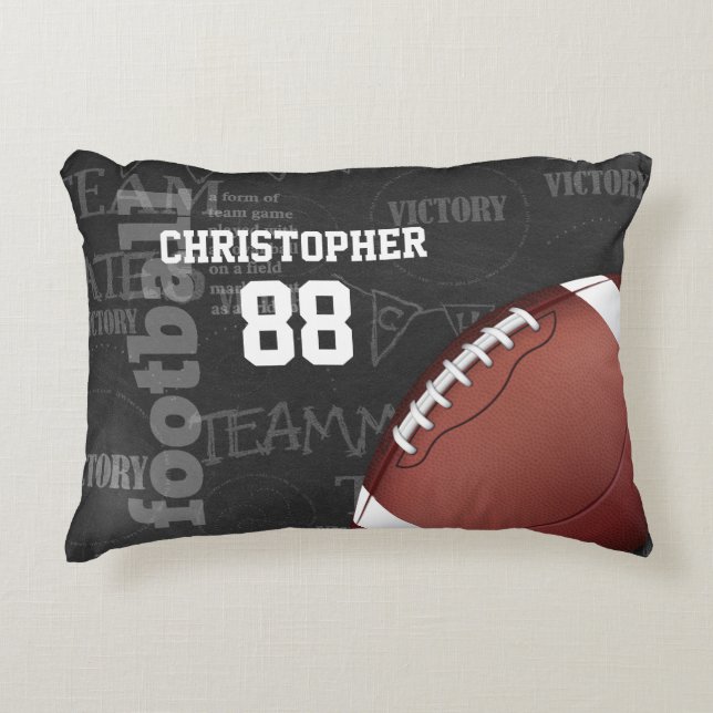 Personalized Chalkboard American Football Decorative Pillow (Front)