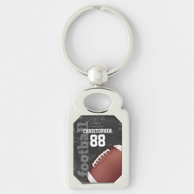 Personalized Chalkboard American Football Keychain (Front)