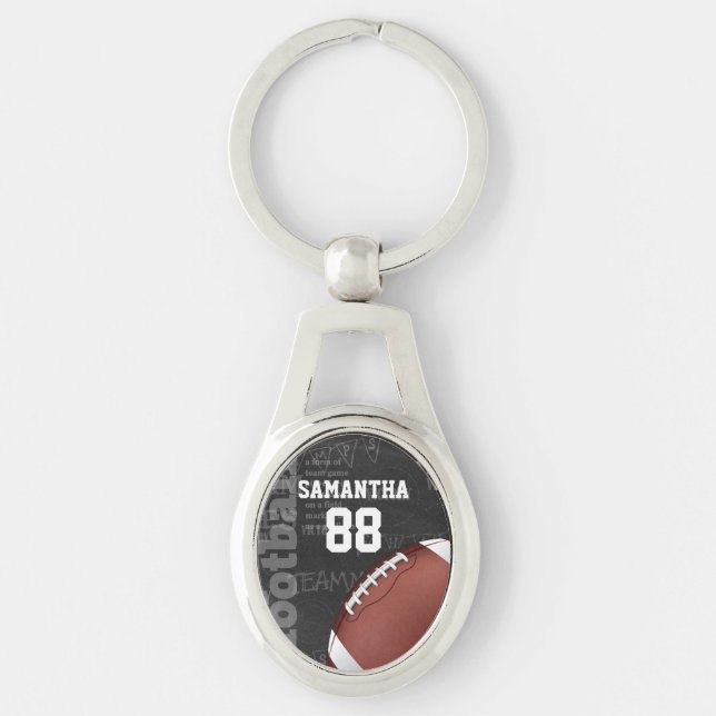 Personalized Chalkboard American Football Keychain (Front)