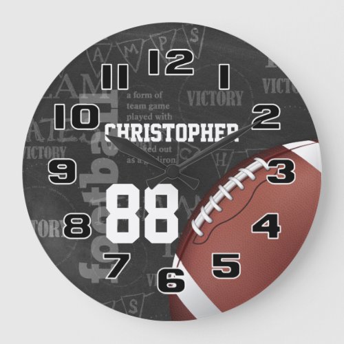 Personalized Chalkboard American Football Large Cl Large Clock