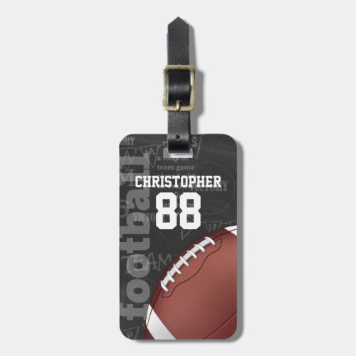 Personalized Chalkboard American Football Luggage Tag