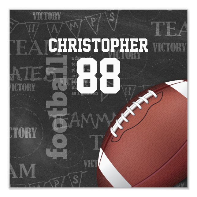 Personalized Chalkboard American Football Photo Print (Front)