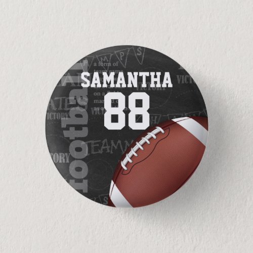Personalized Chalkboard American Football Pinback Button