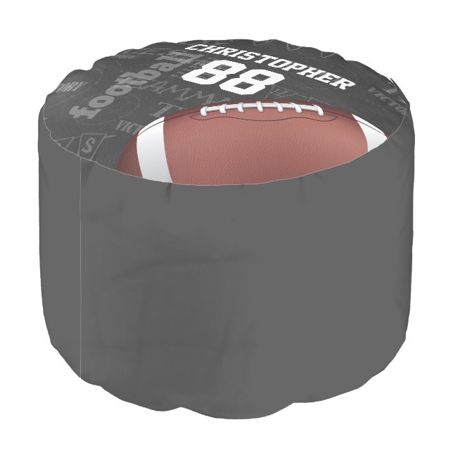 Personalized Chalkboard American Football Pouf (Angled Back)