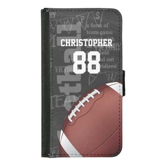 Personalized Chalkboard American Football Samsung Galaxy Wallet Case (Front)