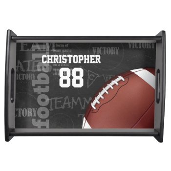 Personalized Chalkboard American Football Serving Tray by giftsbonanza at Zazzle