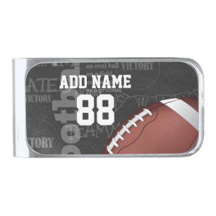 Personalized Chalkboard American Football Silver Finish Money Clip