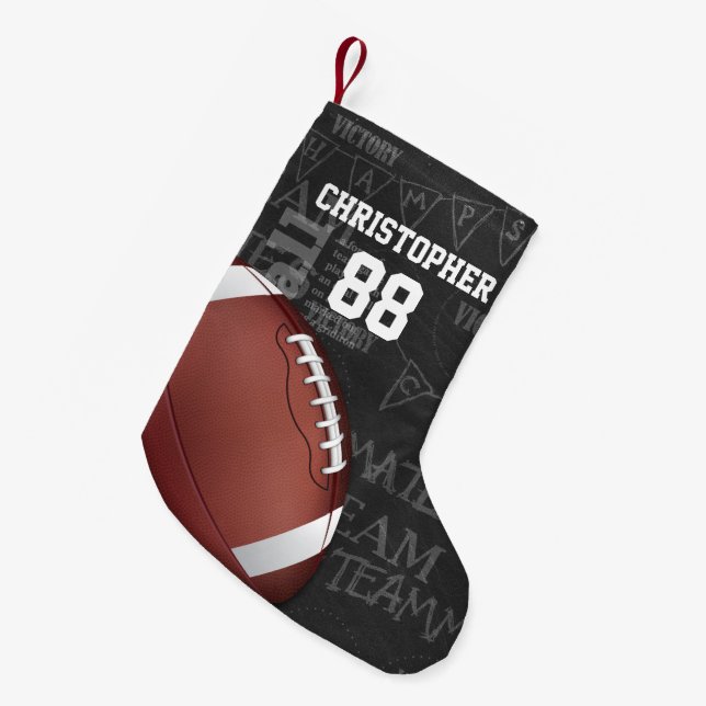 Personalized Chalkboard American Football Small Christmas Stocking (Front (Hanging))