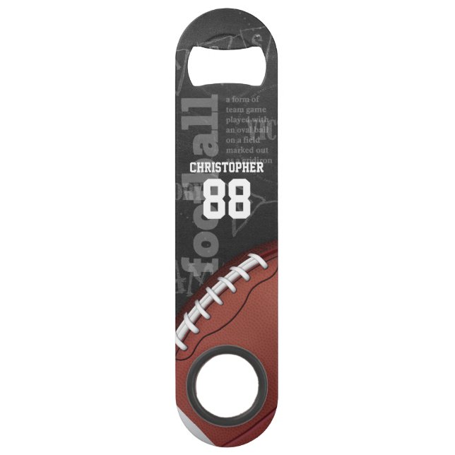 Personalized Chalkboard American Football Speed Bottle Opener (Front)