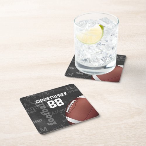 Personalized Chalkboard American Football Square Paper Coaster