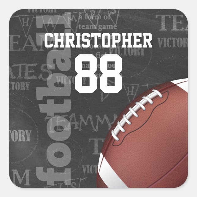 Personalized Chalkboard American Football Square Sticker (Front)