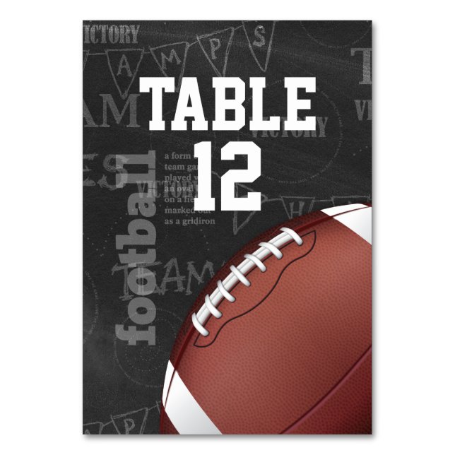 Personalized Chalkboard American Football Table Number (Front)