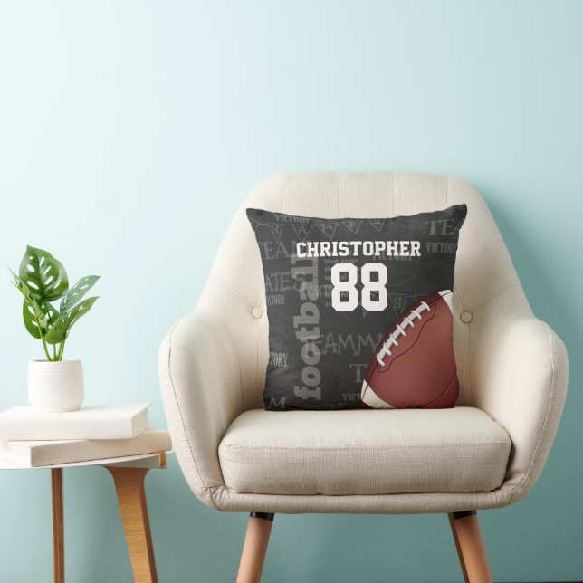 Personalized Chalkboard American Football Throw Pillow (Chair)