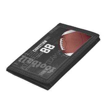 Personalized Chalkboard American Football Trifold Wallet by giftsbonanza at Zazzle