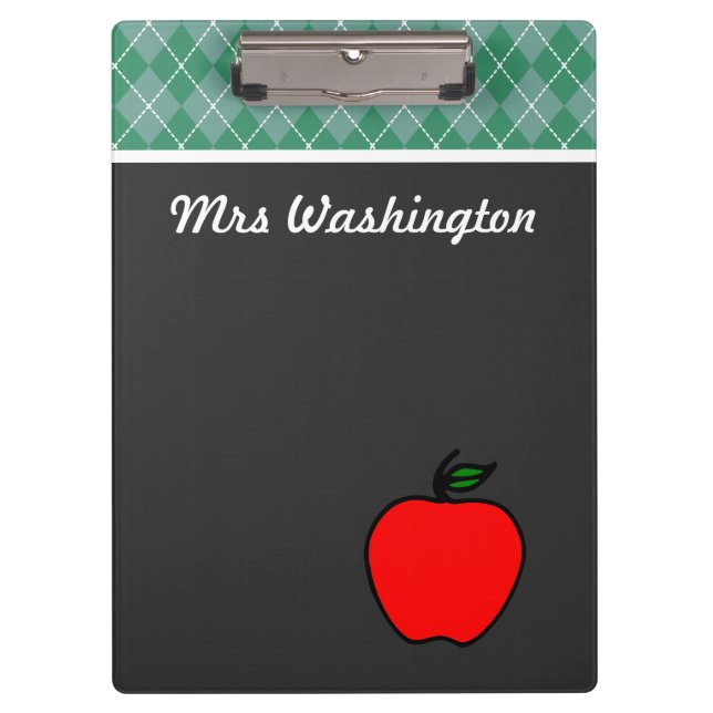 Personalized Chalkboard Apple Clipboard (Front)