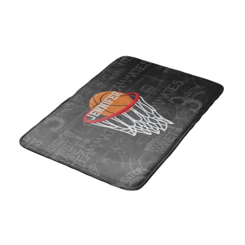 Personalized Chalkboard Basketball and Hoop Bath Mat