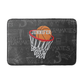 Personalized Chalkboard Basketball and Hoop Bath Mat