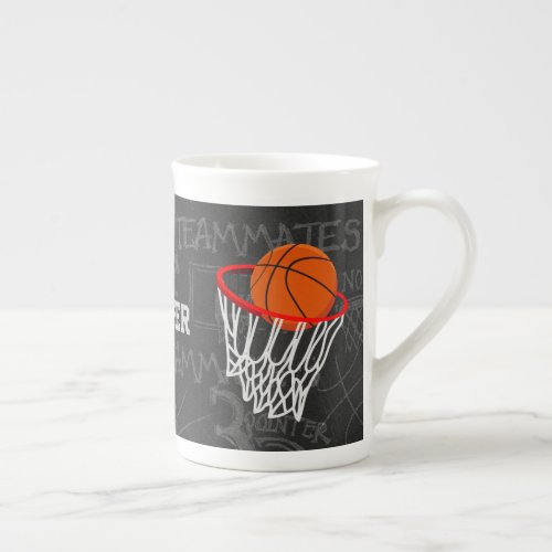 Personalized Chalkboard Basketball and Hoop Bone China Mug
