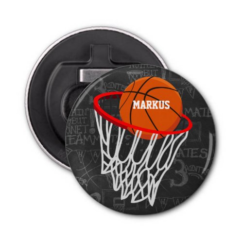 Personalized Chalkboard Basketball and Hoop Bottle Opener