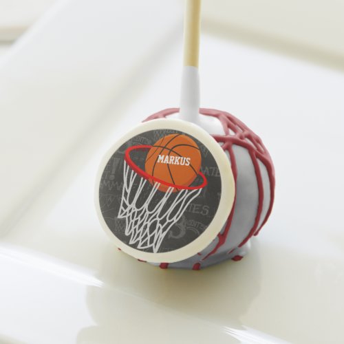 Personalized Chalkboard Basketball and Hoop Cake Pops