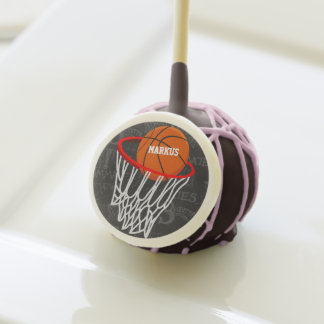 Personalized Chalkboard Basketball and Hoop Cake Pops
