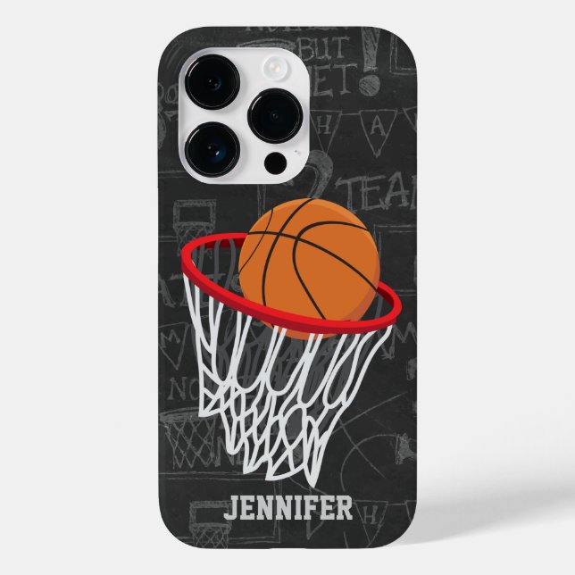 Personalized Chalkboard Basketball and Hoop Case-Mate iPhone Case (Back)