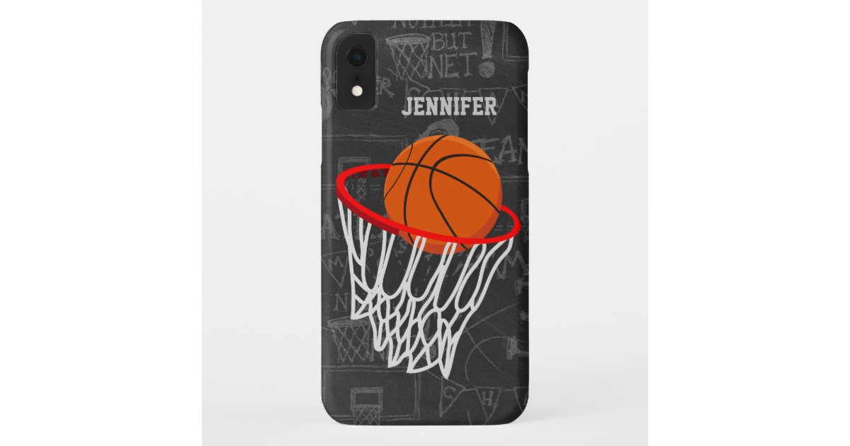 Personalized Chalkboard Basketball and Hoop Case-Mate iPhone Case | Zazzle