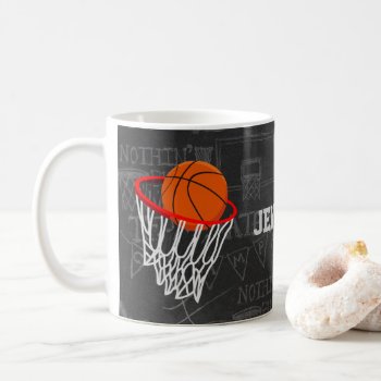 Personalized Chalkboard Basketball And Hoop Coffee Mug by giftsbonanza at Zazzle