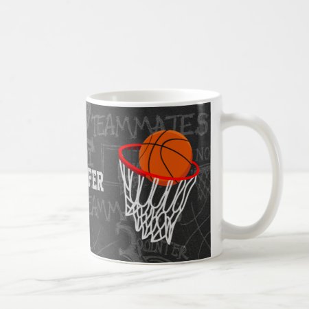 Personalized Chalkboard Basketball And Hoop Coffee Mug