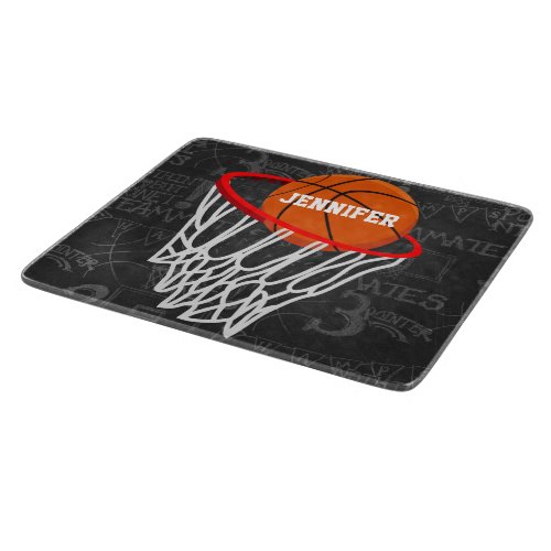 Personalized Chalkboard Basketball and Hoop Cutting Board