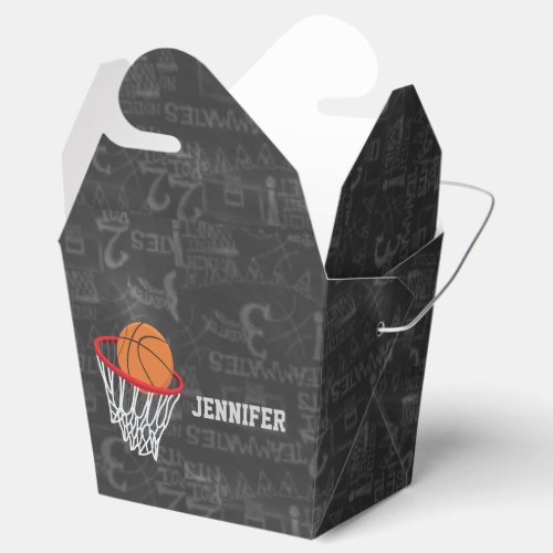 Personalized Chalkboard Basketball and Hoop Favor Boxes