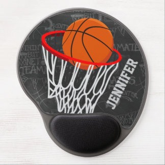 Personalized Chalkboard Basketball and Hoop Gel Mouse Pad