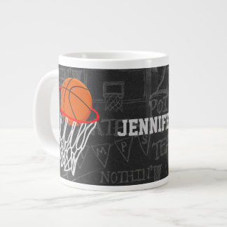 Personalized Chalkboard Basketball and Hoop Giant Coffee Mug