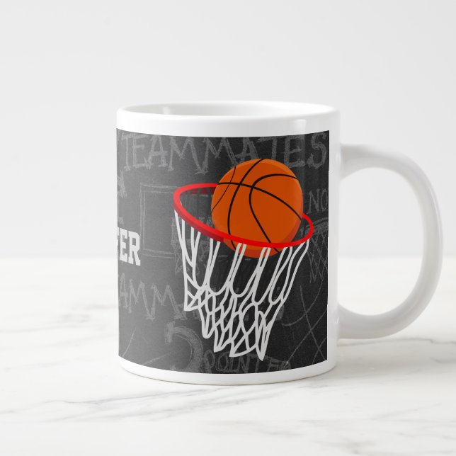 Personalized Chalkboard Basketball and Hoop Giant Coffee Mug (Right)