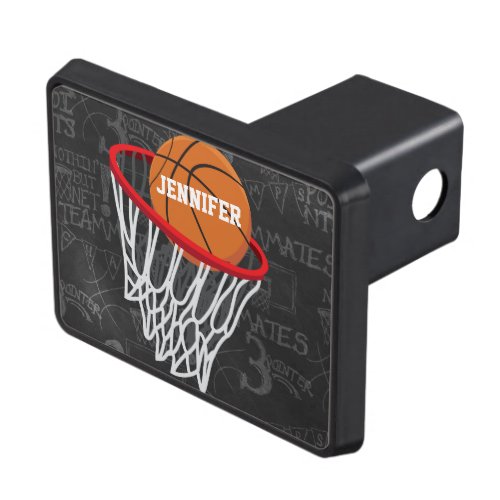 Personalized Chalkboard Basketball and Hoop Hitch Cover