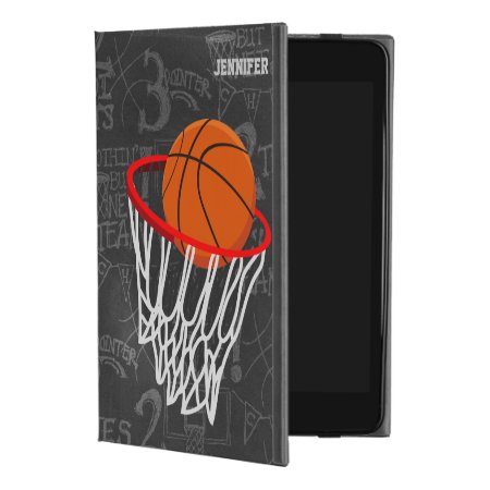 Personalized Chalkboard Basketball And Hoop Ipad Mini 4 Case