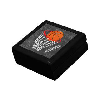 Personalized Chalkboard Basketball and Hoop Keepsake Box