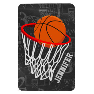 Personalized Chalkboard Basketball and Hoop Magnet
