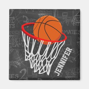 Personalized Chalkboard Basketball and Hoop Magnet