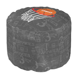Personalized Chalkboard Basketball and Hoop Pouf